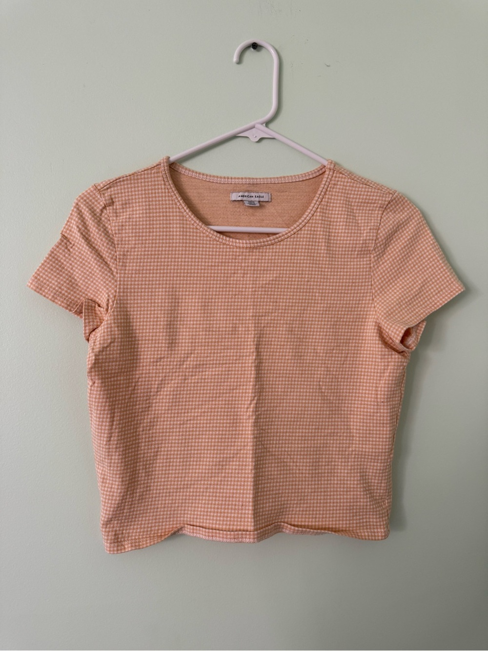 American Eagle Outfitters Yellow Gingham Short Sleeve Tee